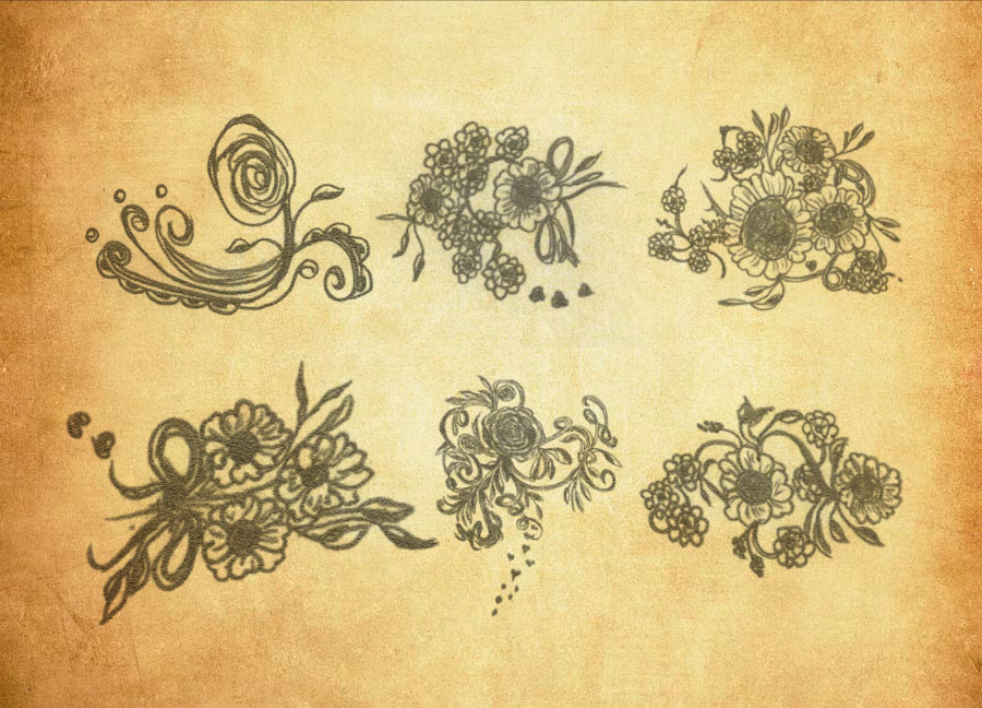 优质沙画风格花枝花朵PS笔刷下载 - 提升沙画风格花枝花朵设计效率，新手也能轻松上手-25虚拟网