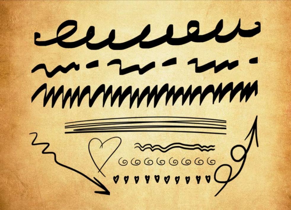 涂鸦箭头心形和分割线PS笔刷 - 高效涂鸦箭头心形和分割线设计工具，节省80%手动绘制时间-25虚拟网