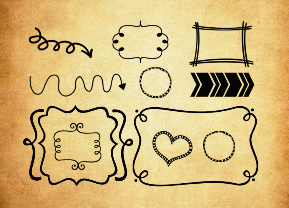 涂鸦边框和缠绕箭头PS笔刷资源 - 精选涂鸦边框和缠绕箭头元素，适用于边框相框类设计-25虚拟网