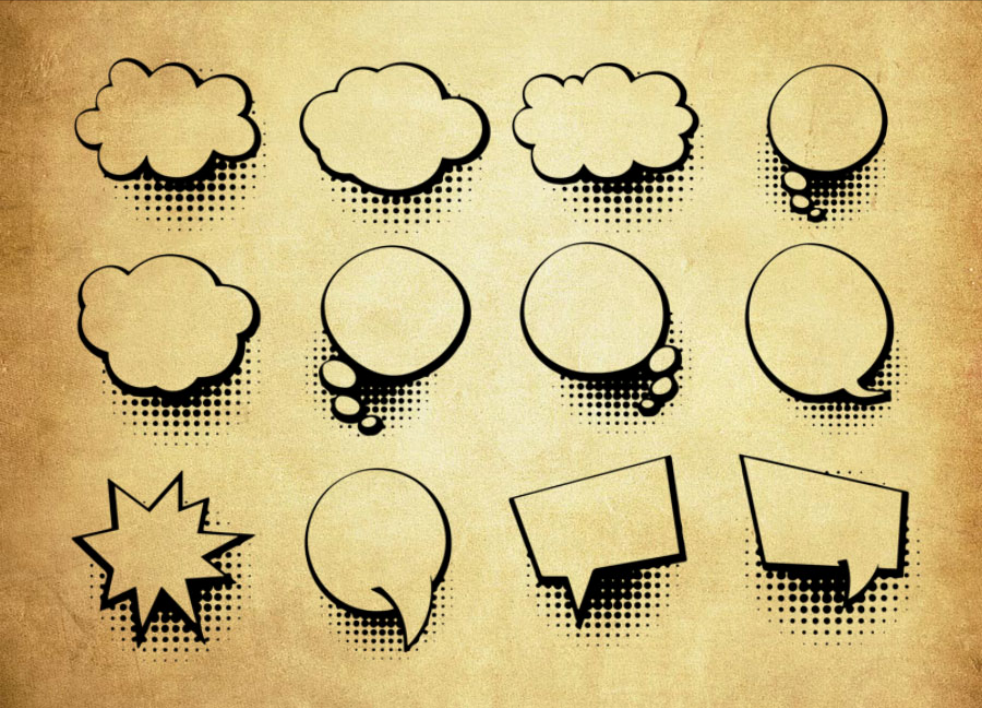 漫画对话框PS笔刷 - 专业漫画对话框设计素材，适合Photoshop各类创作场景-25虚拟网
