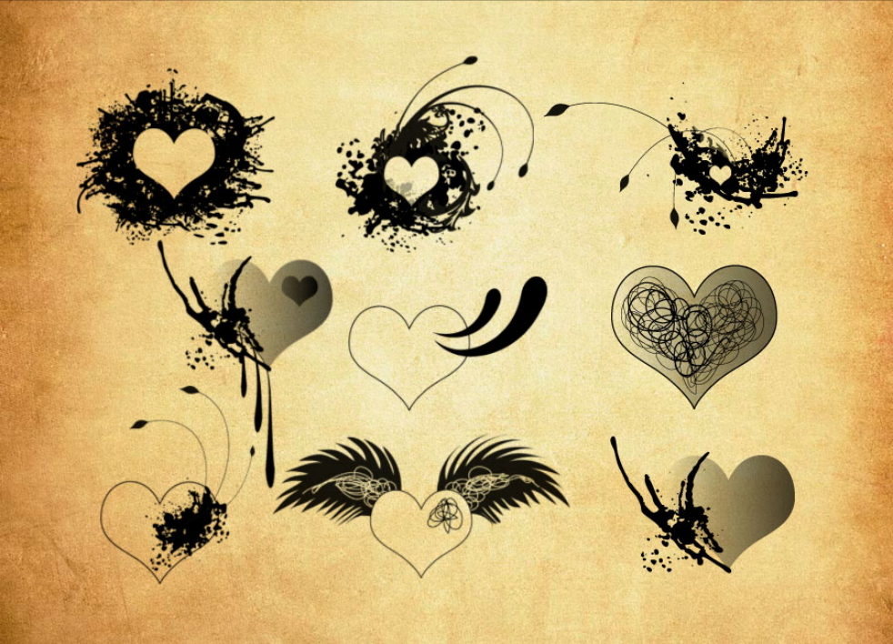 专业潮流的心形和喷溅爱心PS笔刷 - 包含高品质潮流的心形和喷溅爱心样式，兼容Photoshop全版本-25虚拟网