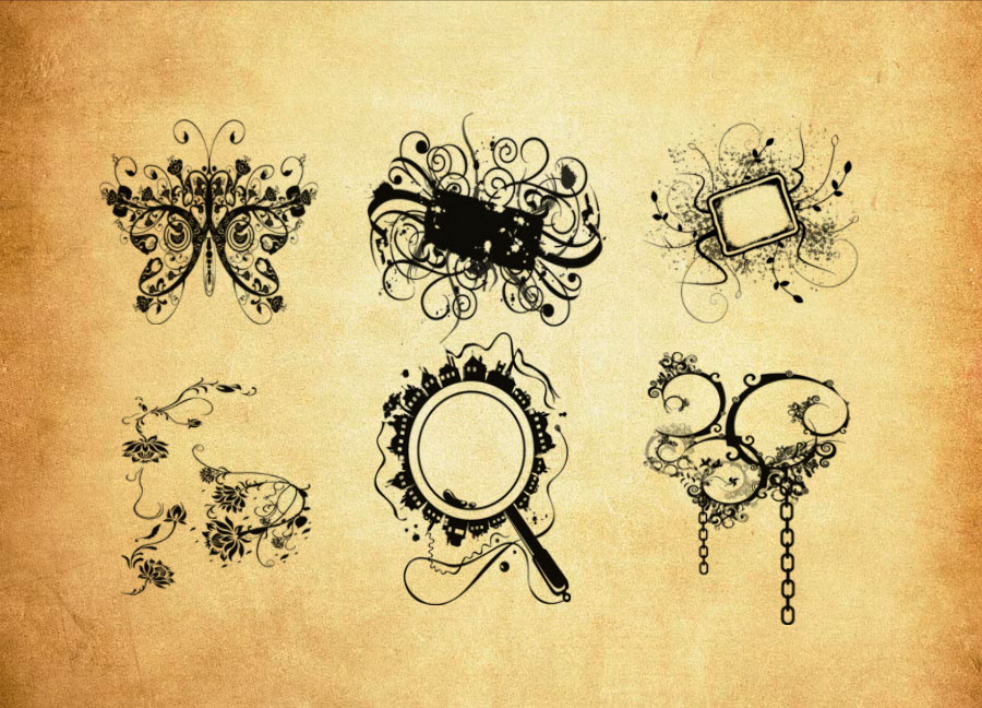 精选潮流花纹和蝴蝶花纹PS笔刷 - 丰富潮流花纹和蝴蝶花纹样式，适用于服饰、包装、文创设计-25虚拟网