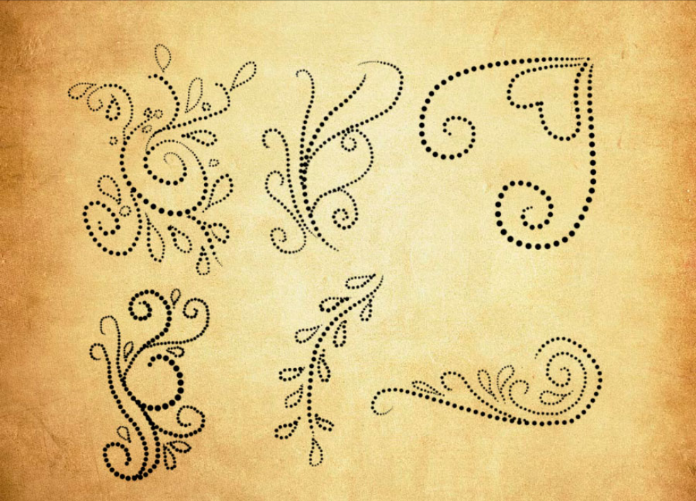 优质点状组成饿花纹和藤蔓PS笔刷 - 包含高品质点状组成饿花纹和藤蔓样式，兼容Photoshop全版本-25虚拟网