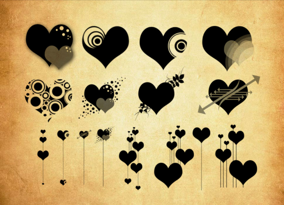 爱心装饰和心形分隔符PS笔刷 - 精美爱心装饰和心形分隔符装饰元素，提升设计作品视觉吸引力-25虚拟网