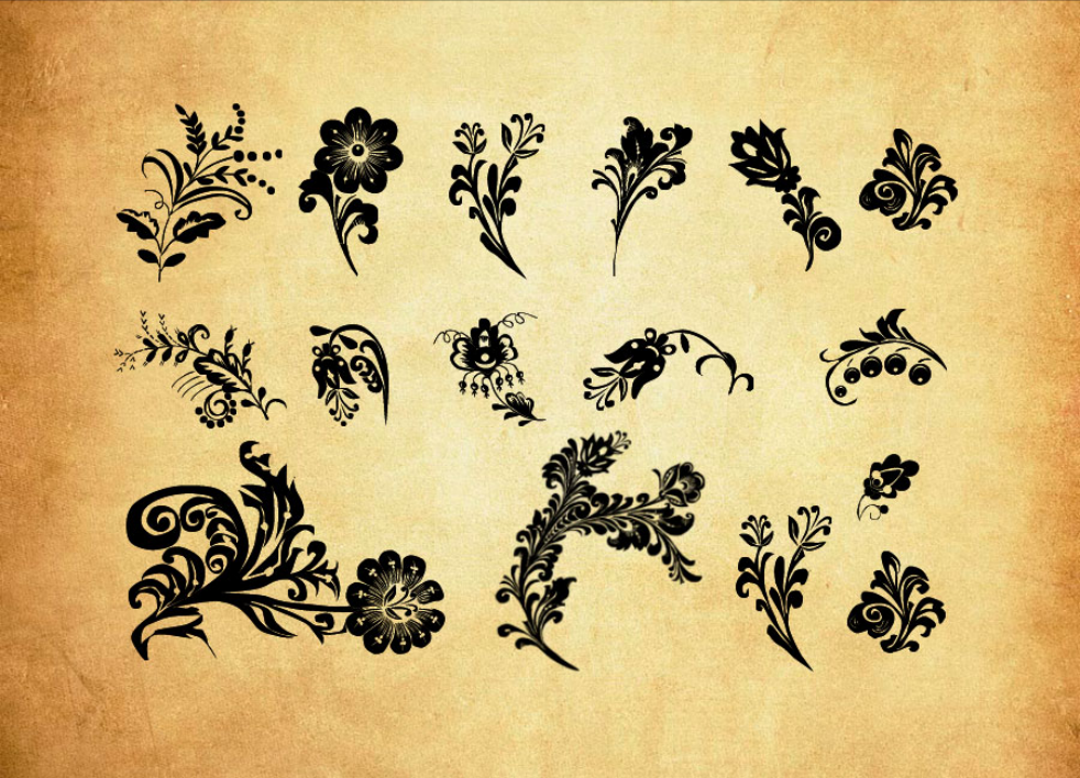 优质矢量花纹藤蔓装饰PS笔刷下载 - 提升矢量花纹藤蔓装饰设计效率，新手也能轻松上手-25虚拟网