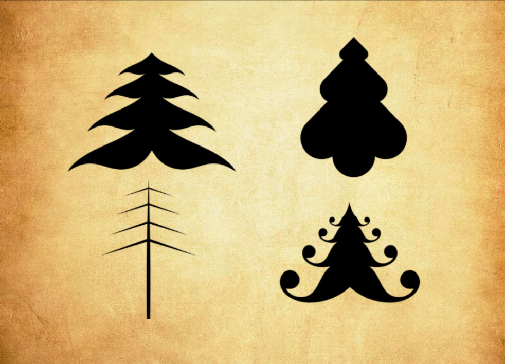 精选矢量风格圣诞树PS笔刷 – 高品质矢量风格圣诞树资源，提升设计优质度-25虚拟网