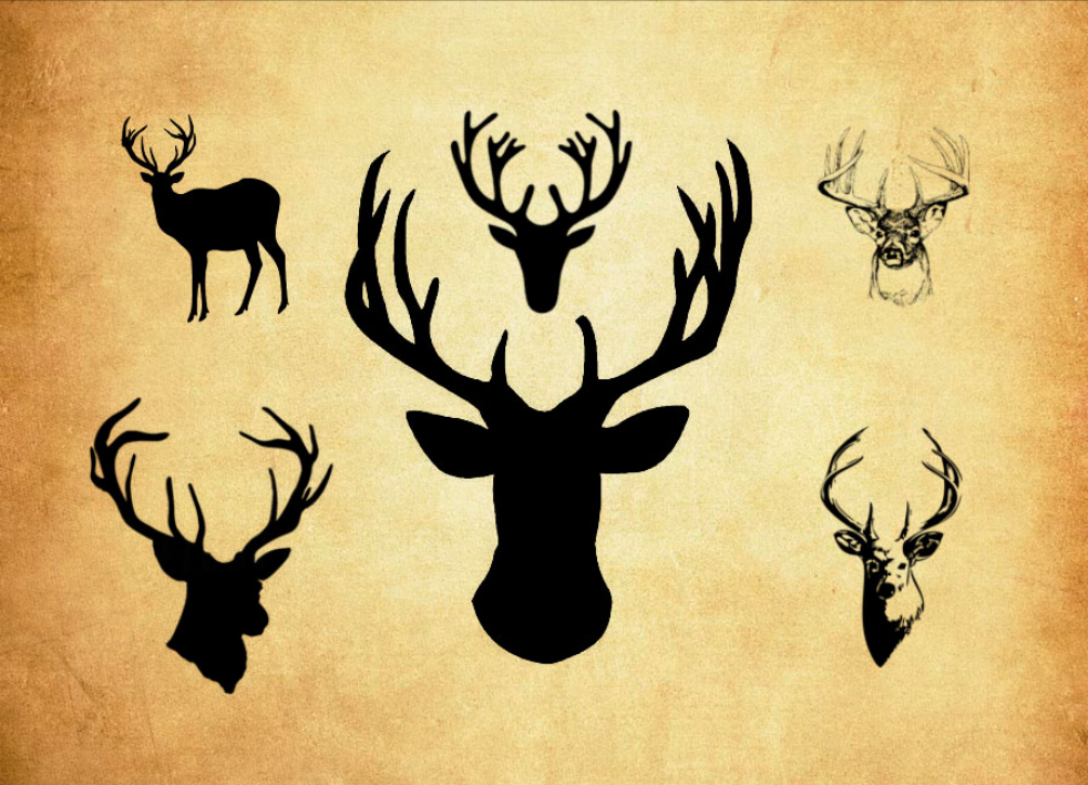 矢量风格梅花鹿剪影PS笔刷 – 高效矢量风格梅花鹿剪影设计工具，节省80%手动绘制时间-25虚拟网