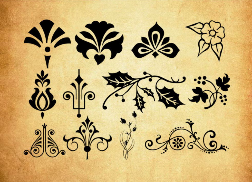 专业矢量风格花藤和花纹PS笔刷 - 包含高品质矢量风格花藤和花纹样式，兼容Photoshop全版本-25虚拟网