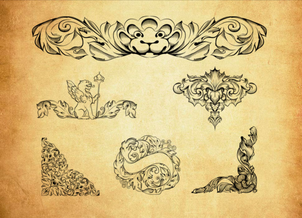 专业立体手绘主题花纹PS笔刷 – 包含高品质立体手绘主题花纹样式，兼容Photoshop全版本-25虚拟网