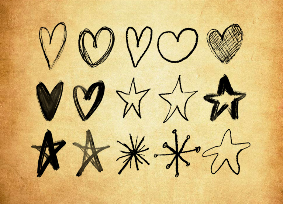 优质童趣五角星和心形PS笔刷下载 - 提升童趣五角星和心形设计效率,新手也能轻松上手-25虚拟网