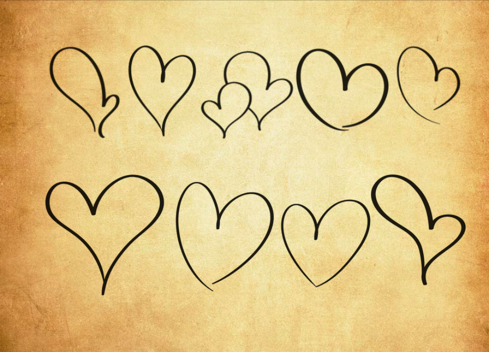 专业简约手绘心形装饰PS笔刷 - 丰富简约手绘心形装饰装饰样式，适用于海报、包装、UI设计-25虚拟网