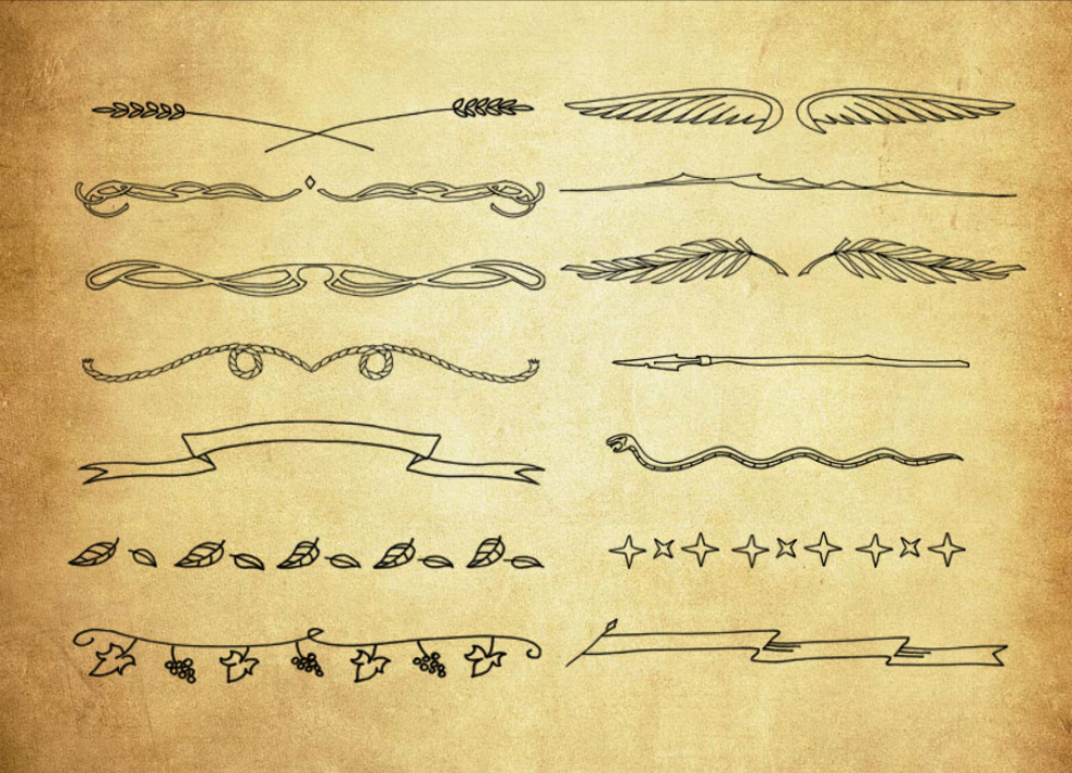 优质简约风格分隔符装饰PS笔刷下载 - 提高简约风格分隔符装饰设计效率，新手也能轻松上手-25虚拟网