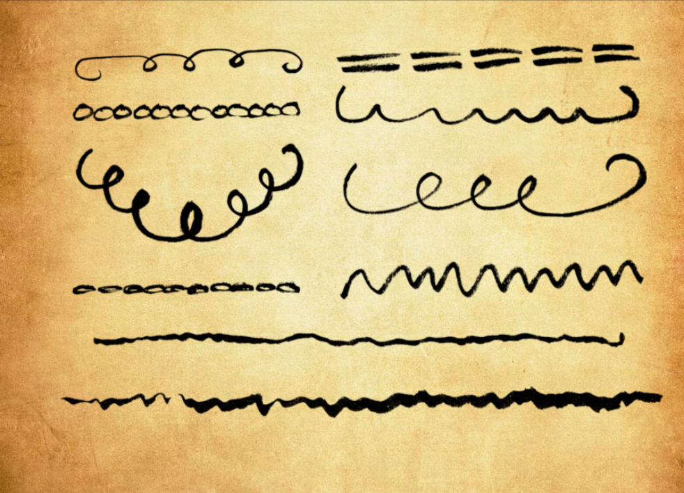 粉笔画手绘线条装饰PS笔刷下载 - 高品质粉笔画手绘线条装饰装饰素材,打造精致设计效果-25虚拟网