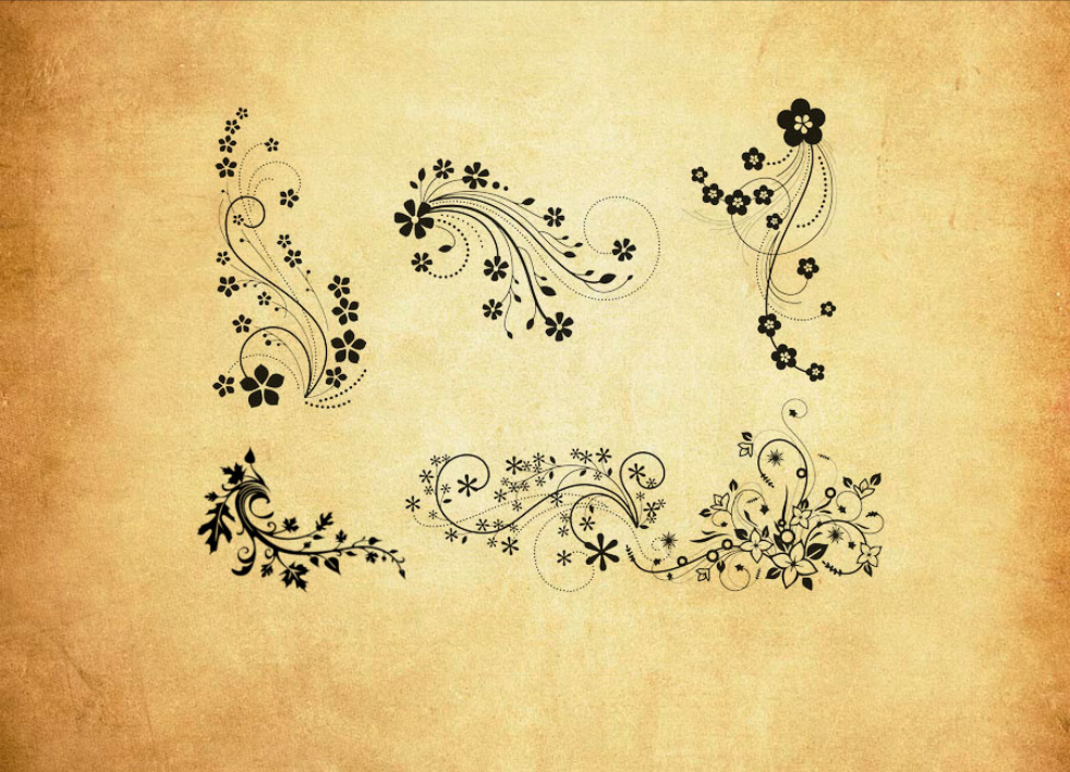 纤细的手绘花纹PS笔刷 - 精致纤细的手绘花纹图案，打造独特设计风格，提高作品质感-25虚拟网