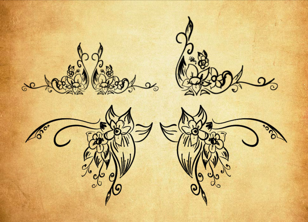 优质纤细的手绘花纹装饰PS笔刷 - 丰富纤细的手绘花纹装饰装饰样式,适用于海报、包装、UI设计-25虚拟网