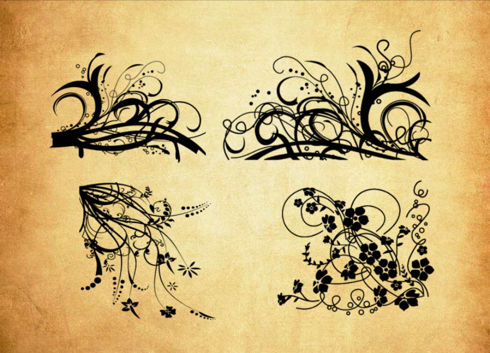 专业纤细的缠绕花纹藤蔓PS笔刷 - 包含高品质纤细的缠绕花纹藤蔓样式，兼容Photoshop全版本-25虚拟网