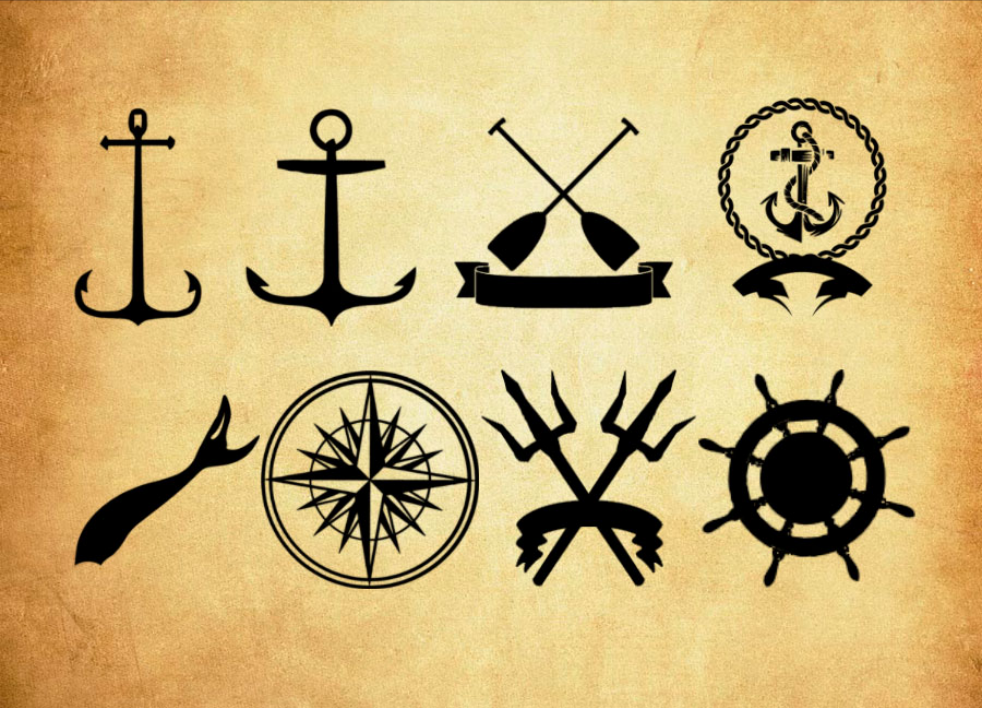 专业船锚和船舵等航海元素PS笔刷 - 包含高品质船锚和船舵等航海元素样式，兼容Photoshop全版本-25虚拟网