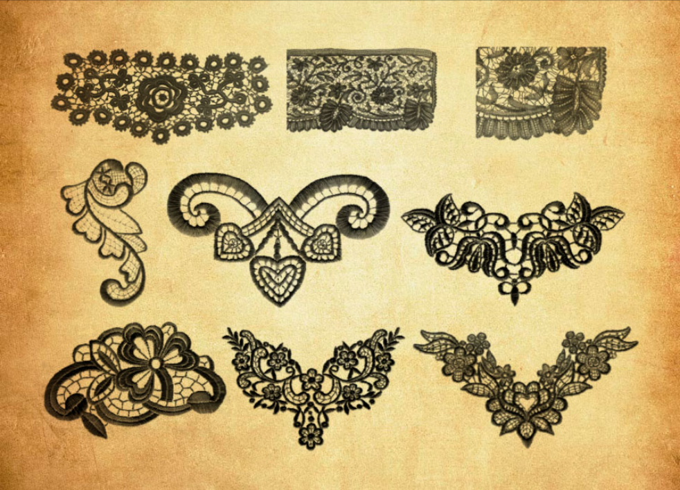 蕾丝花纹和复古花纹PS笔刷 - 精致蕾丝花纹和复古花纹图案,打造独特设计风格,提升作品质感-25虚拟网