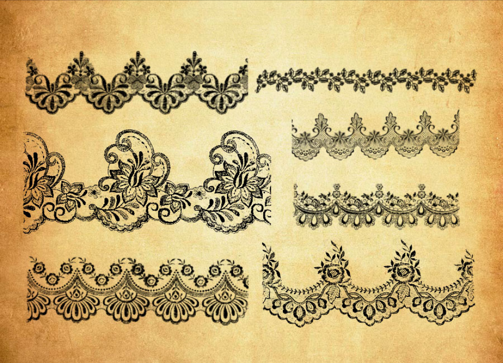 蕾丝花纹边框装饰PS笔刷 - 精美蕾丝花纹边框装饰装饰元素，提升设计作品视觉吸引力-25虚拟网