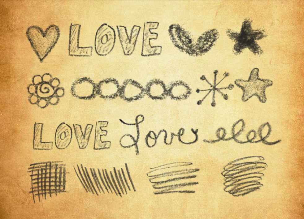 蜡笔和粉笔画涂鸦元素PS笔刷 - 多功能蜡笔和粉笔画涂鸦元素素材,适用于各类设计项目-25虚拟网