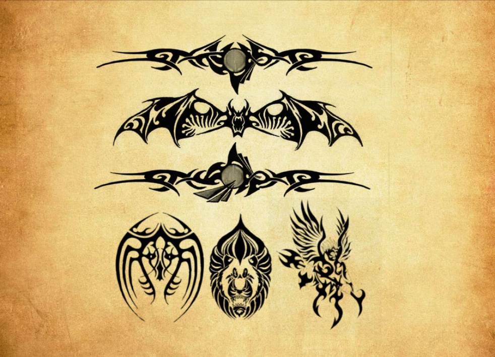 蝙蝠形状花纹纹身和刺青PS笔刷 - 精致蝙蝠形状花纹纹身和刺青图案，打造独特设计风格，提升作品质感-25虚拟网