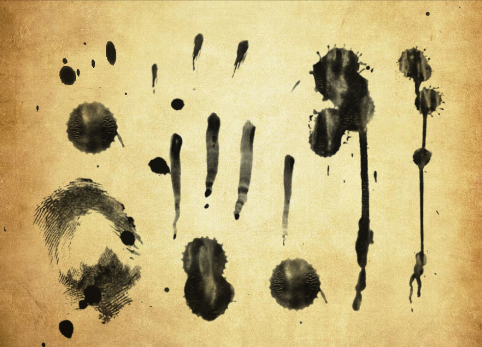 血滴和血掌纹PS笔刷资源 - 精选血滴和血掌纹元素，适用于其他类设计-25虚拟网