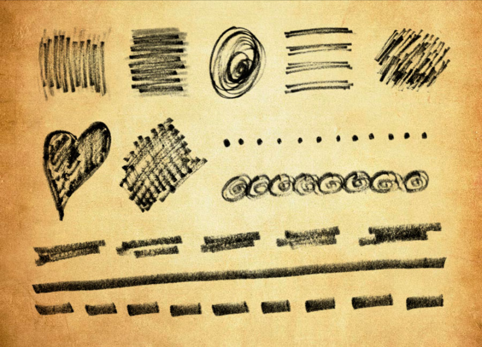 铅笔和蜡笔涂鸦和虚线PS笔刷资源 - 精选铅笔和蜡笔涂鸦和虚线元素,适用于艺术风格类设计-25虚拟网