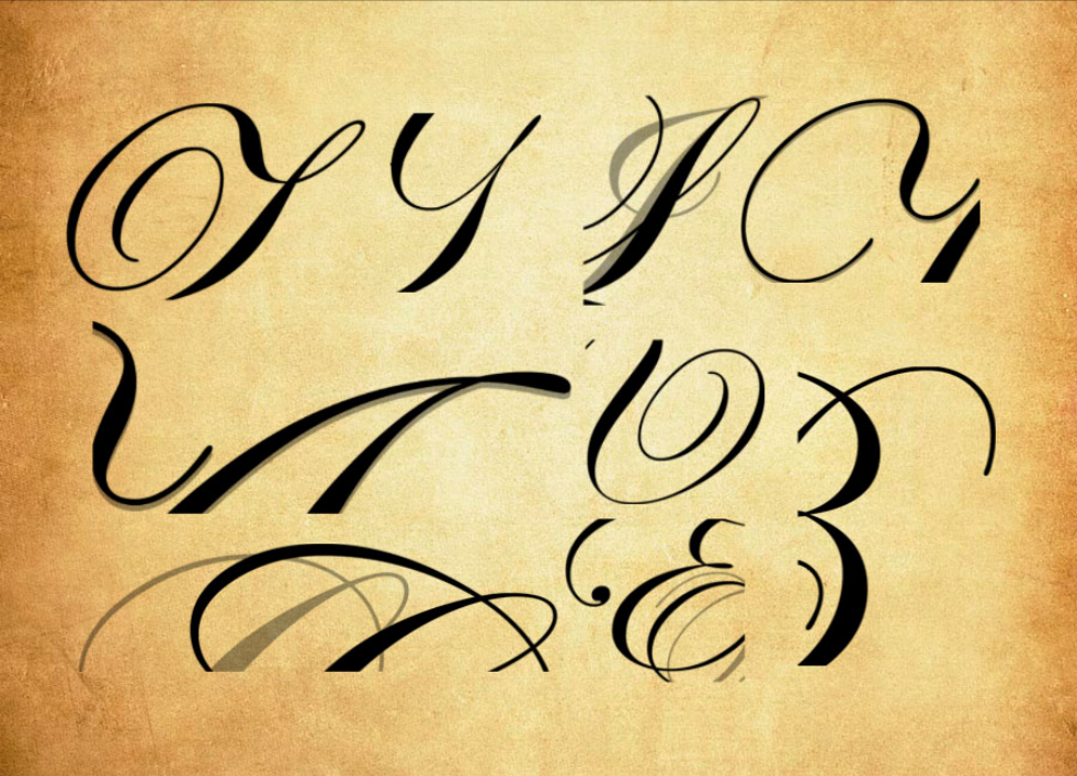 飘逸的字母和飘带设计PS笔刷 - 专业飘逸的字母和飘带设计设计素材，适配Photoshop各类创作场景-25虚拟网