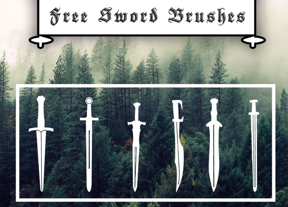 专业高清晰剑的形状PS笔刷 - 涵盖高品质高清晰剑的形状样式，兼容Photoshop全版本-25虚拟网