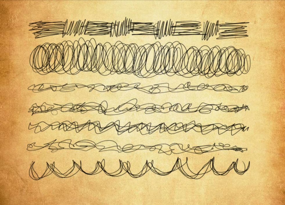 高清晰缠绕铅笔线条装饰PS笔刷 - 精美高清晰缠绕铅笔线条装饰装饰元素，提升设计作品视觉吸引力-25虚拟网