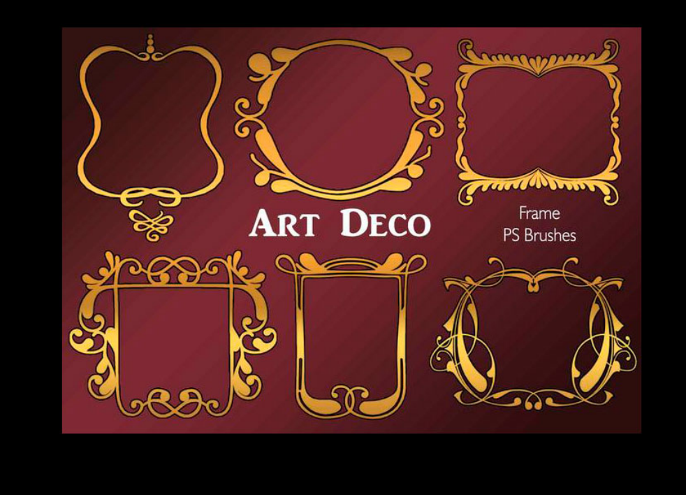 高清晰金色花边装饰PS笔刷资源 - 精选高清晰金色花边装饰元素，适配装饰类设计-25虚拟网